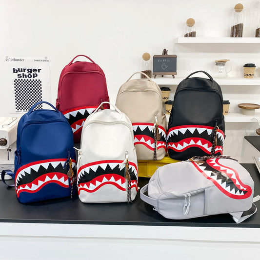 New Fashion Shark Backpack for Students, Large Capacity Outdoor Waterproof Lightweight Trendy Men's Backpack