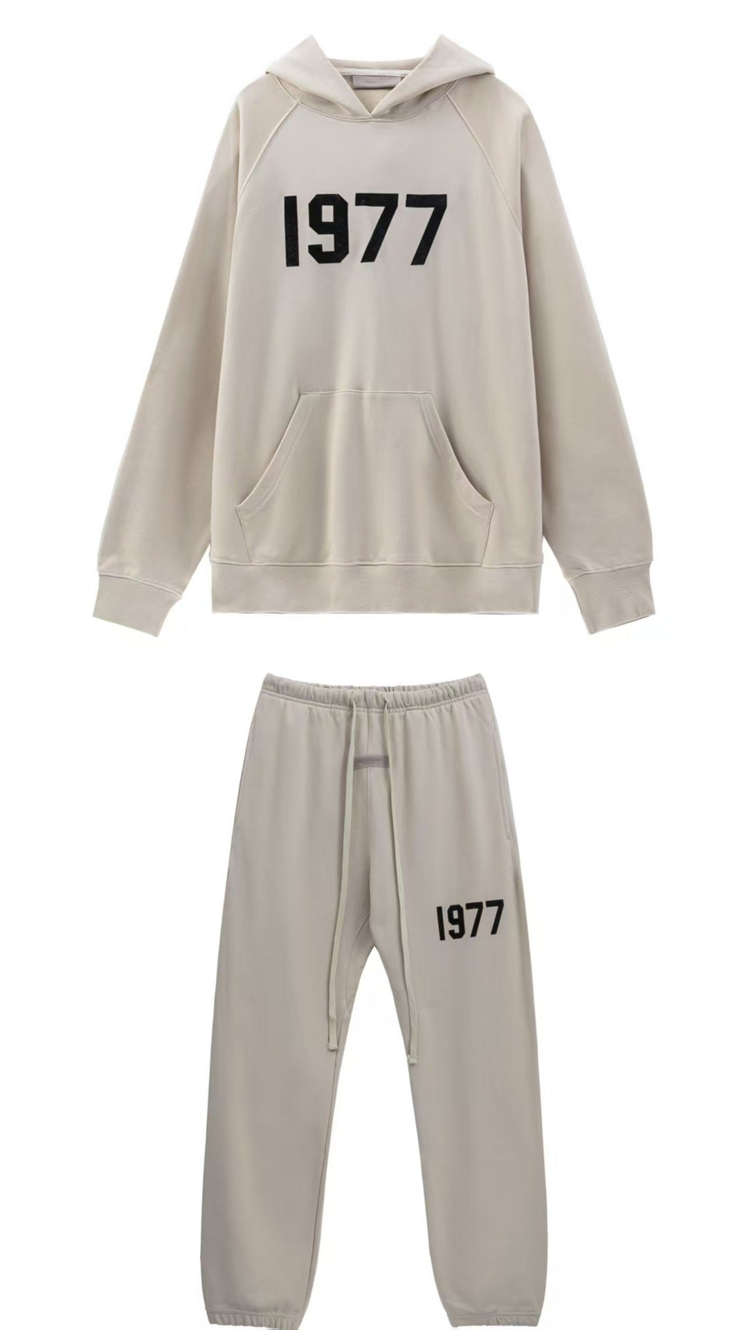 2025 New FOG 1977 Flocked Print Digital High Street European and American Style Sweatshirt Loose Casual Pants Unisex Set