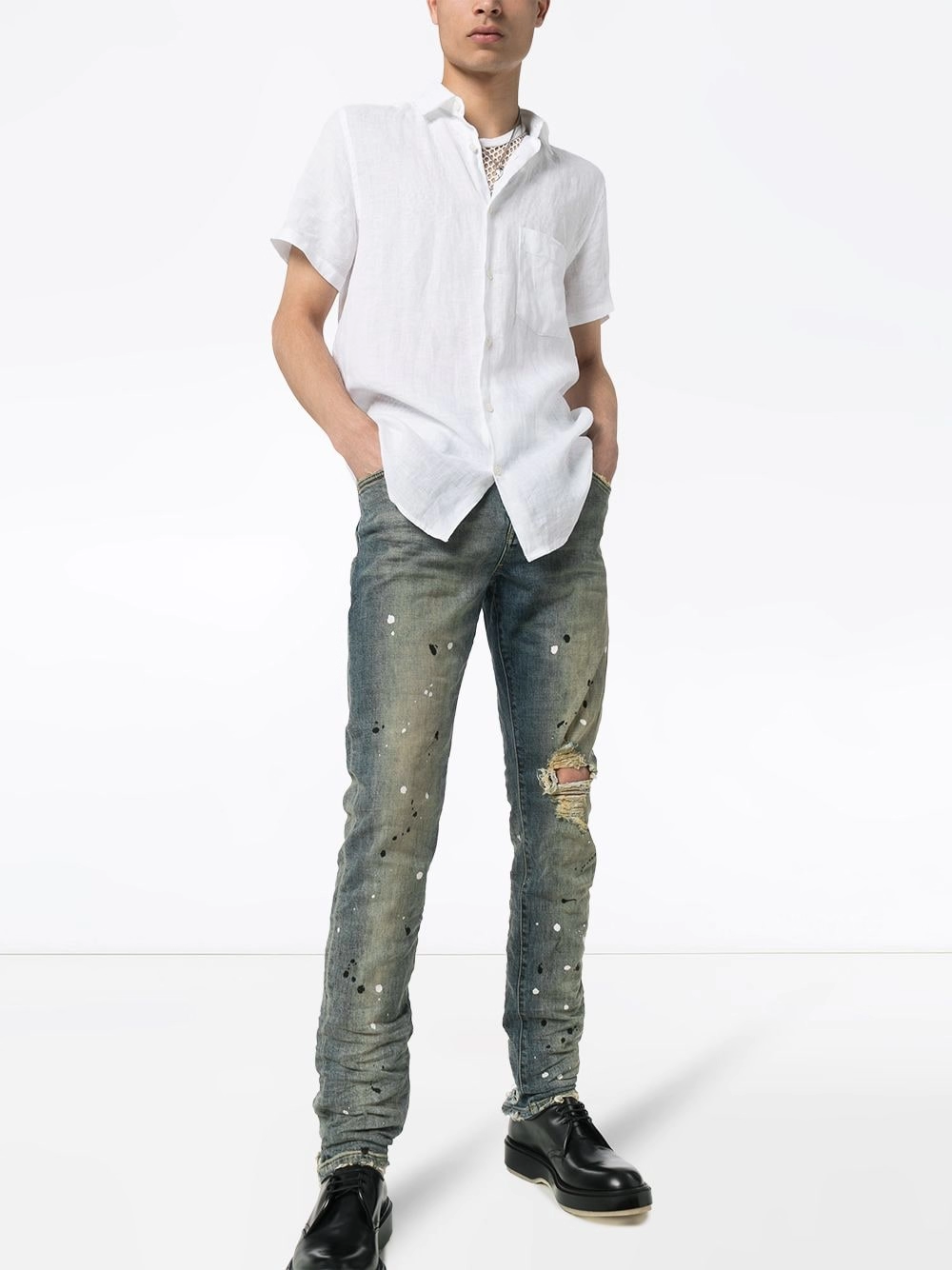 New York's emerging designers' distressed, vintage-inspired, high-street, slim-fit, stretch denim pants