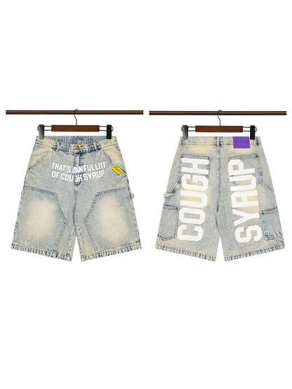 That's A Awful Lot of Cough Syrup Rhinestone Washed Denim Streetwear Pants