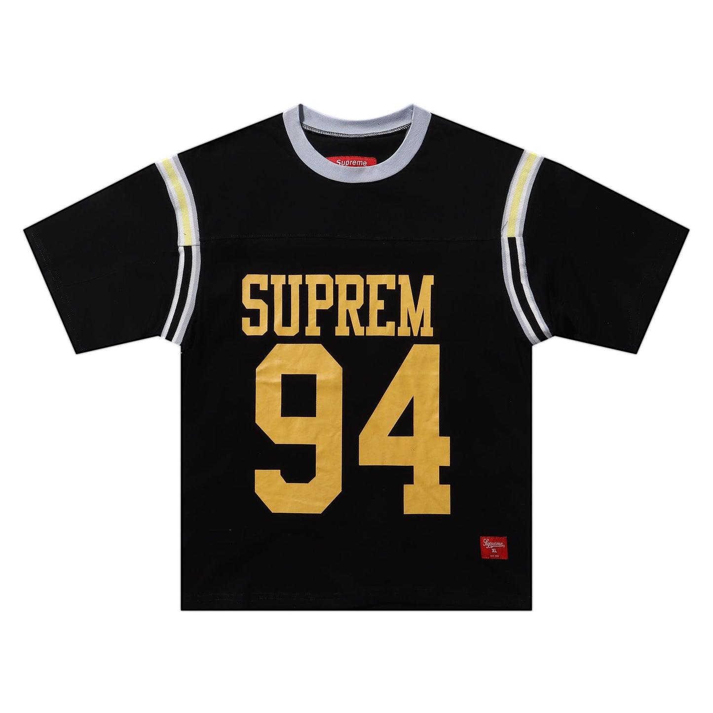 ss25supreme Crew Neck Short Sleeve American Style Trendy Classic Football Shirt Patchwork Ribbed High Street Top T-Shirt Unisex