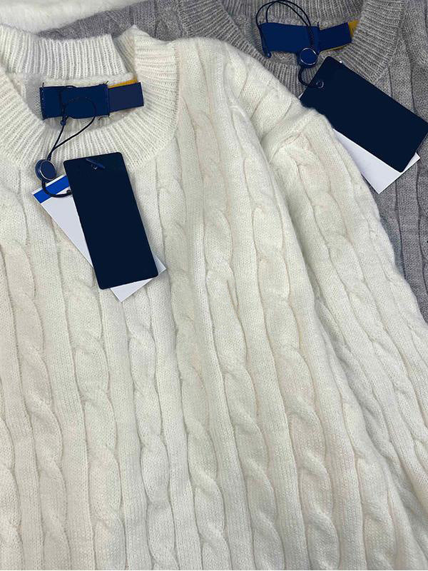 RL Sweater Women Embroidered Round Neck Knitwear Men Autumn Winter Warm Cable Couple