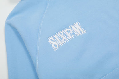 SIXPM American Retro Youth Trendy Outerwear Fashion Zipper Hoodie Fleece Set Pants Unisex Winter