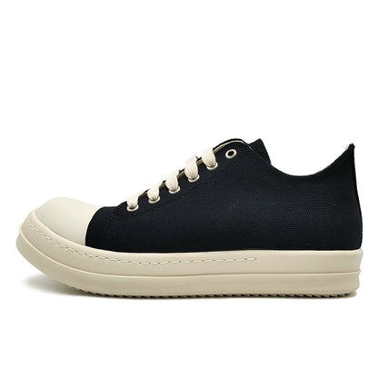 Black canvas low-top platform sneakers image 3