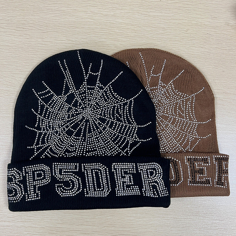 GMabcd Men and Women Couple Style Rhinestone Knitted Woolen Cold Hat All-match Hip-hop Hat