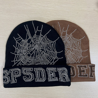 GMabcd Men and Women Couple Style Rhinestone Knitted Woolen Cold Hat All-match Hip-hop Hat