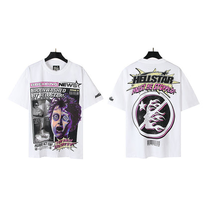 [3]2025 Summer New American Fashion Brand Male and Female Couples Wear plus Size Loose Pullover Short Sleeve T-shirt Youth Tee