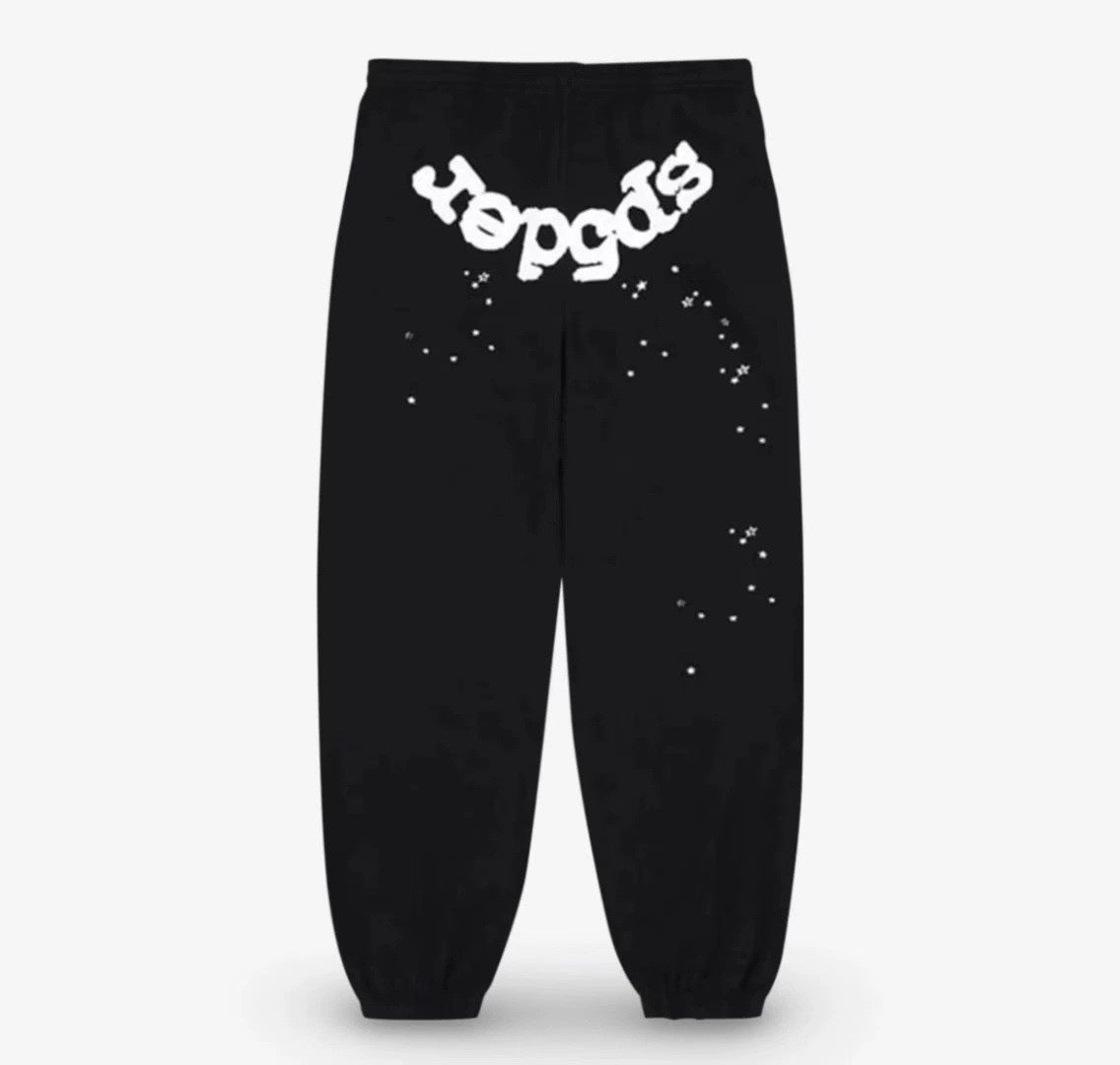 [Fleece Lined]Young Thug American Style Brand Sp5DER 555555 Spider Web Foam Print Casual Unisex Sweatpants