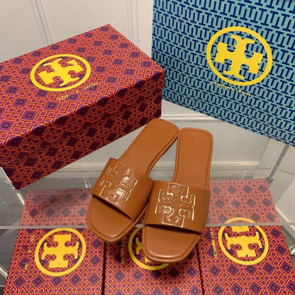 TB Wedge Sandals for Women Summer Outdoor New Fashion Square Toe Chunky Heel Casual One-Strap Slippers