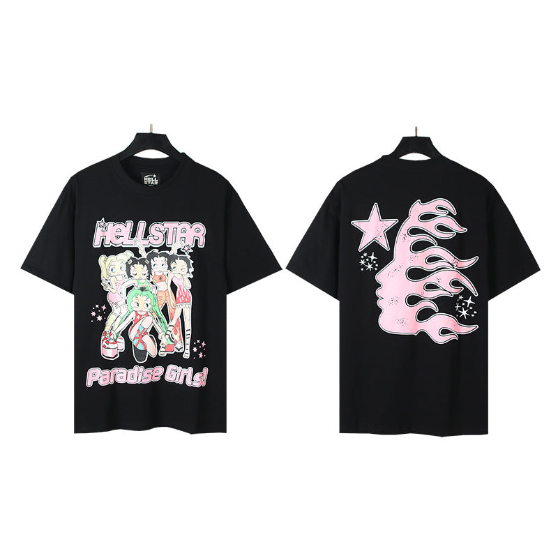 [3]2025 Summer New American Fashion Brand Male and Female Couples Wear plus Size Loose Pullover Short Sleeve T-shirt Youth Tee