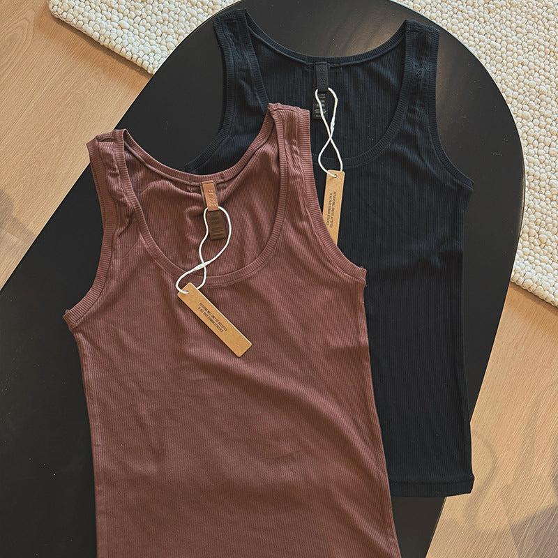 Ski **Kardashian Cotton Rib European and American 2025 Women's Spring Sports Vest Sleeveless Slim Modal