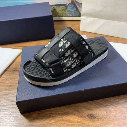 GMabcd Men's Fashion Printed Cloth Magic Tape Casual Slip-On Sandals Non-Slip Outdoor Beach