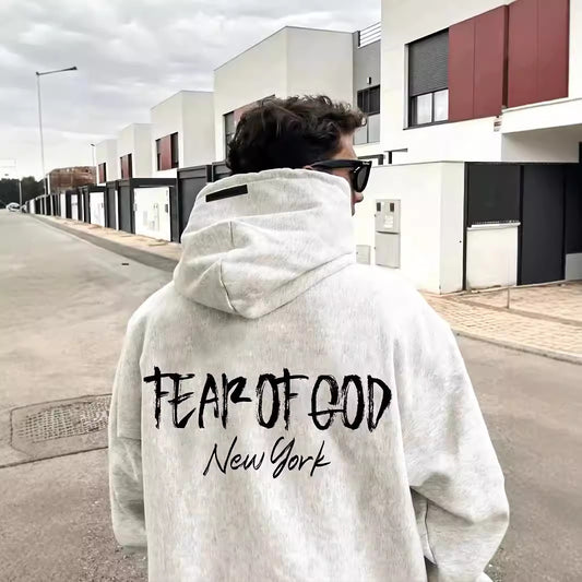 FQG Hooded Sweatshirt Unisex Double Stitch American Street Style New York Limited Edition Hoodie Autumn Winter Fleece Jacket
