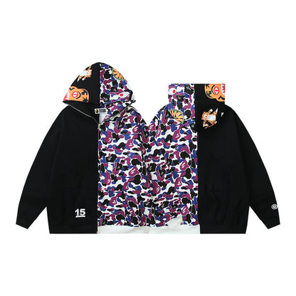 Baby Apee Shark Camouflage Hooded Cardigan Zipper Fashion Brand Comfortable Men's Women's Pullover Coat
