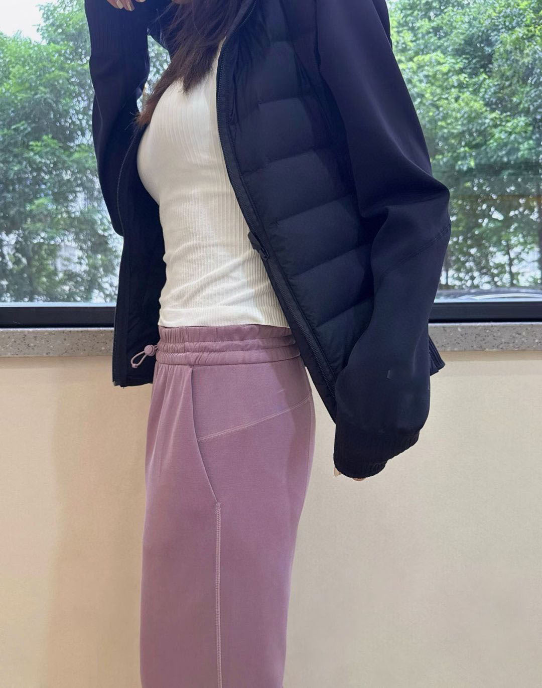 Lulu Same Style Lightweight Patchwork Down Jacket DownAndAround Hooded Slim Fit Sports Jacket Coat