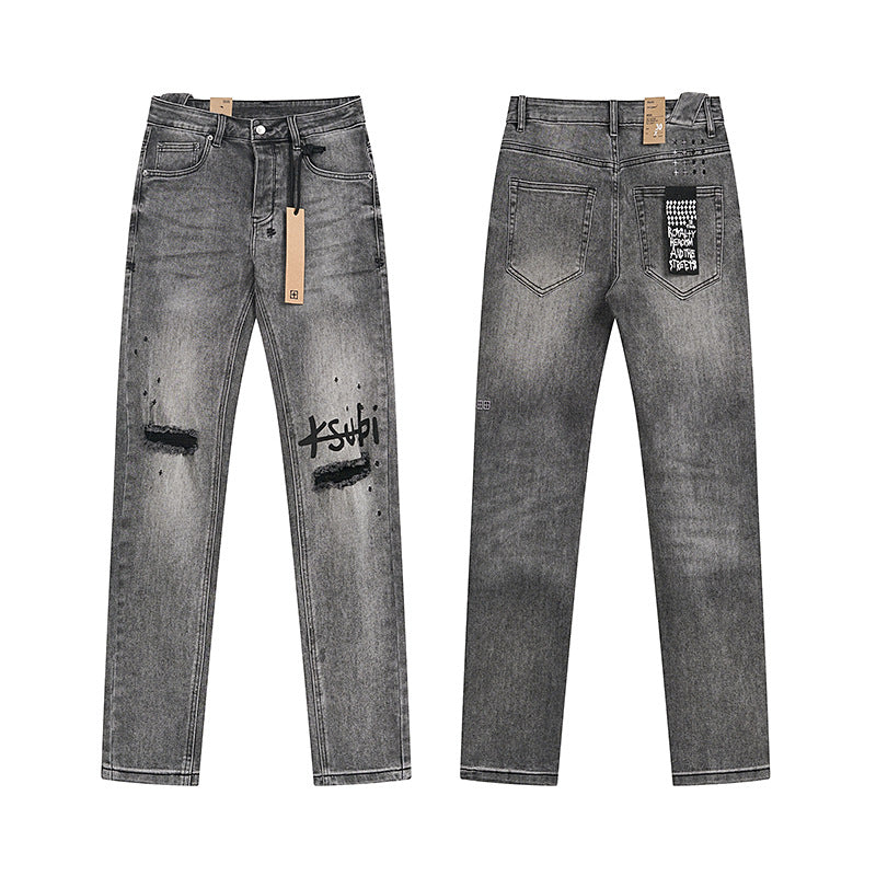 GMabcd Trendy KSUBI Men's Pants Casual Slim Fit Skinny Jeans Stretch Denim Pants