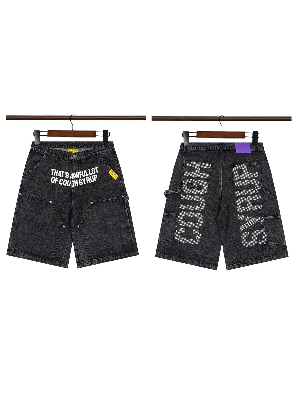 That's A Awful Lot of Cough Syrup Rhinestone Washed Denim Streetwear Pants