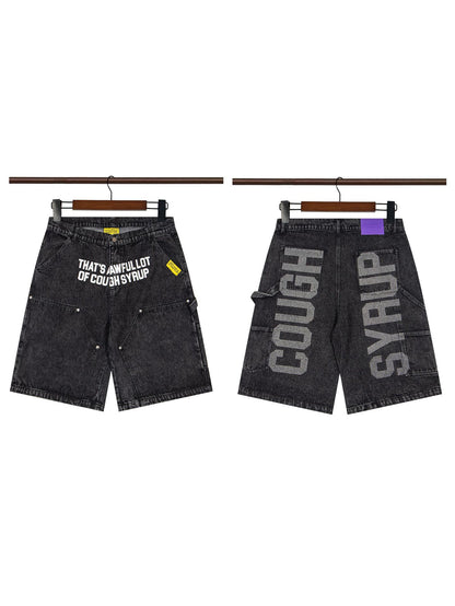 That's A Awful Lot of Cough Syrup Rhinestone Washed Denim Streetwear Pants