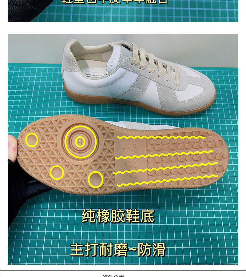 GMabcd mm6 Dexun Shoes for Women 2025 New Model Top Layer Cowhide Raw Rubber Sole Comfortable Casual Sneakers for Men and Women