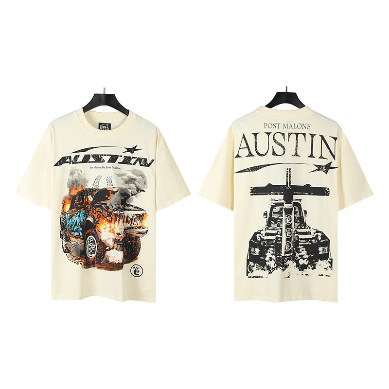 [4]2025 Summer New American Fashion Brand Male and Female Couples Wear plus Size Loose Pullover Short Sleeve T-shirt Youth Tee