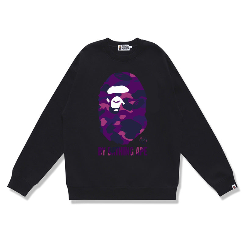 GMabcd Terry Sweatshirt for Men, Autumn and Winter Long Sleeve Letter Print Loose Round Neck Pullover Casual Top Trendy