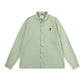 Trendy Brand Am* Small Heart Embroidered Shirt Casual Loose Fit Unisex Couple Style Amy Cotton Long Sleeve Top
