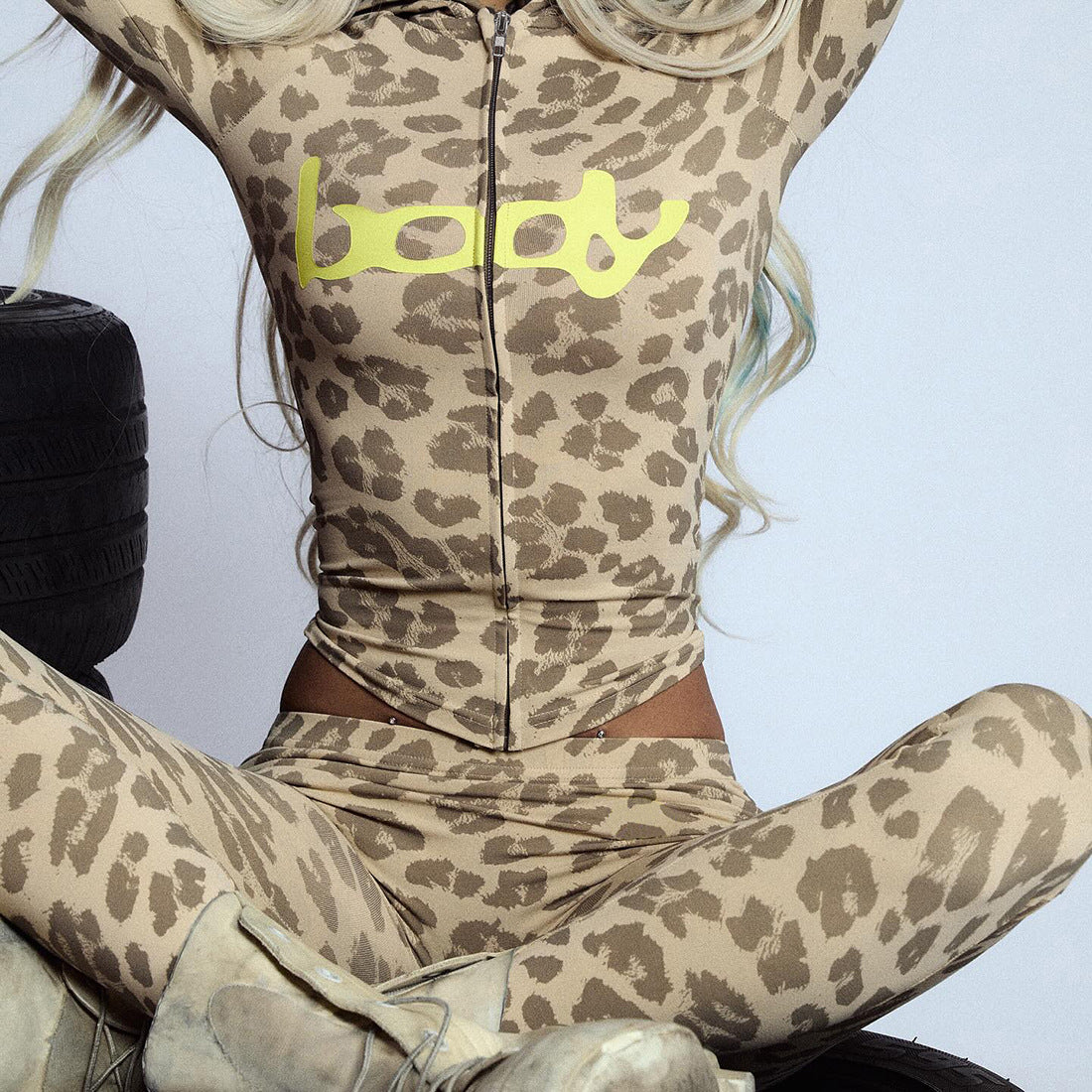 2025 Autumn Women's New Fashion Hooded Camouflage Print Long Sleeve Sports Trendy Slim Fit Long Pants Two-Piece Set