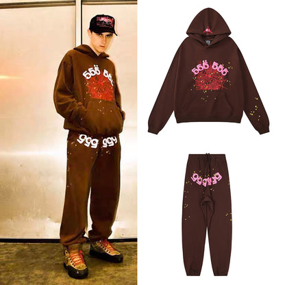 Sp55der High Quality Spider Web Foam Letter Loose Men's and Women's Suits Pants