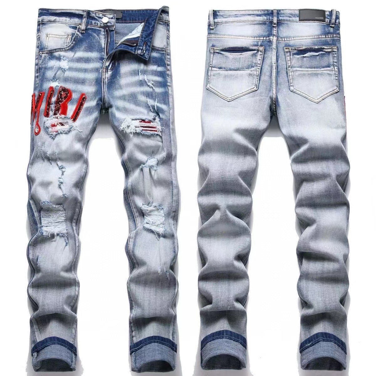 GMAM Heavy Craft Washed Distressed High Street Embroidered Unisex Jeans