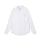Trendy Brand Am* Small Heart Embroidered Shirt Casual Loose Fit Unisex Couple Style Amy Cotton Long Sleeve Top