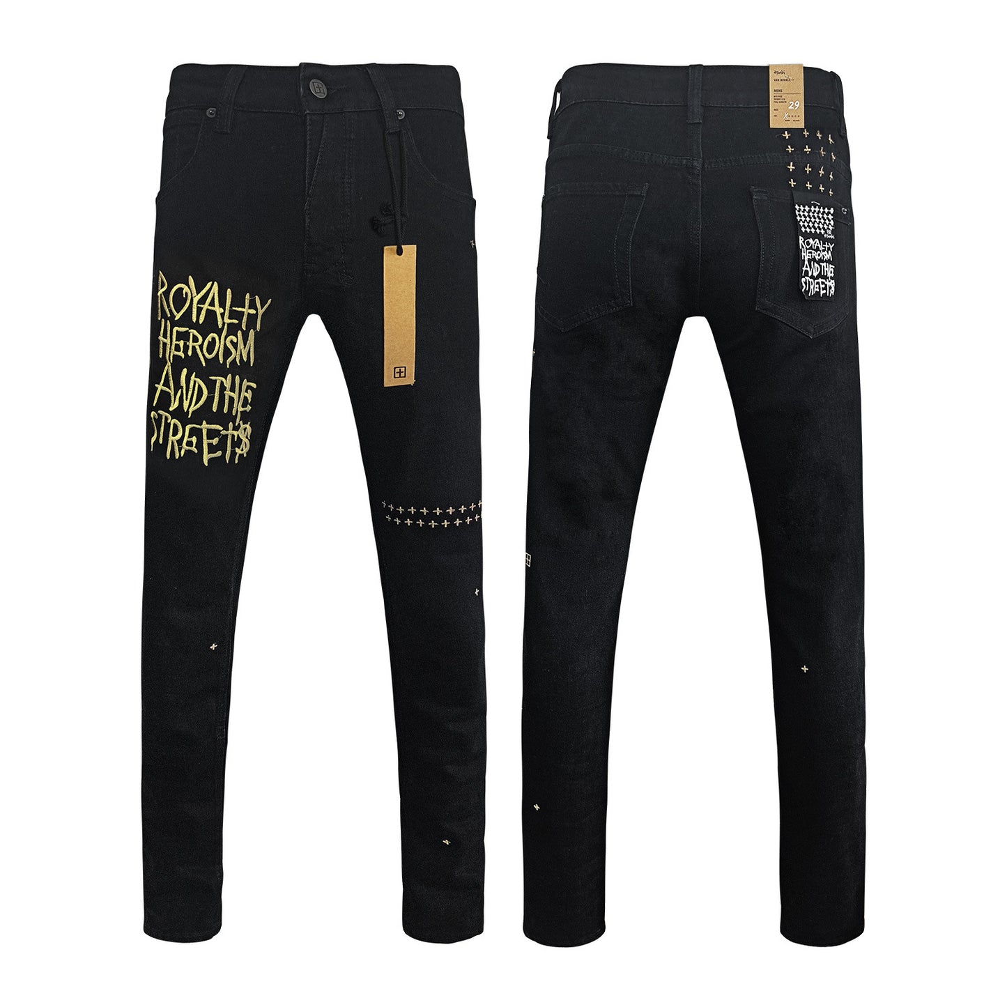 Men's KSB Jeans Straight Leg Ripped Stretch American High Street Casual Men's Jeans