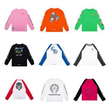 Ch Heart High-Quality Double Yarn Pure Cotton Unisex Printed Long Sleeve T-Shirt