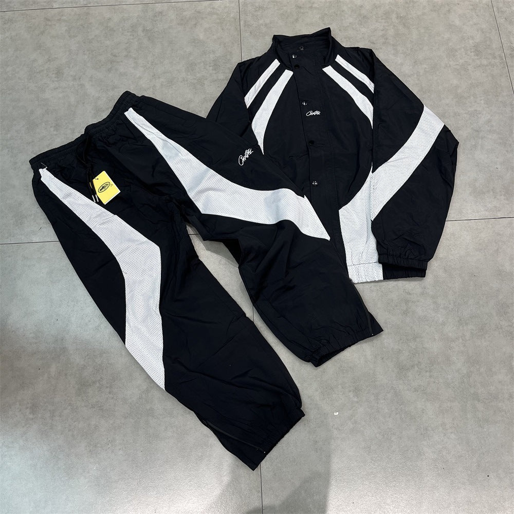 Gmabcd New Corteiz Alcatraz Embroidered Logo Woven Casual Sports Suit Spring Thin Long Pants with Zipper
