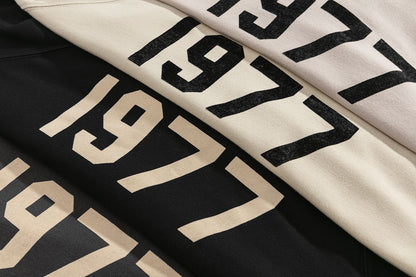 2025 New FOG 1977 Flocked Print Digital High Street European and American Style Sweatshirt Loose Casual Pants Unisex Set