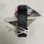 Silver buckle black flower