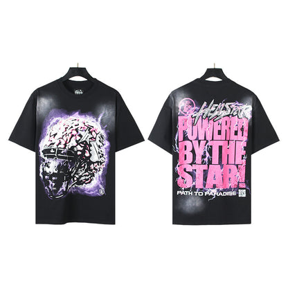 [2]2025 Summer New American Fashion Brand Male and Female Couples Wear plus Size Loose Pullover Short Sleeve T-shirt Youth Tee