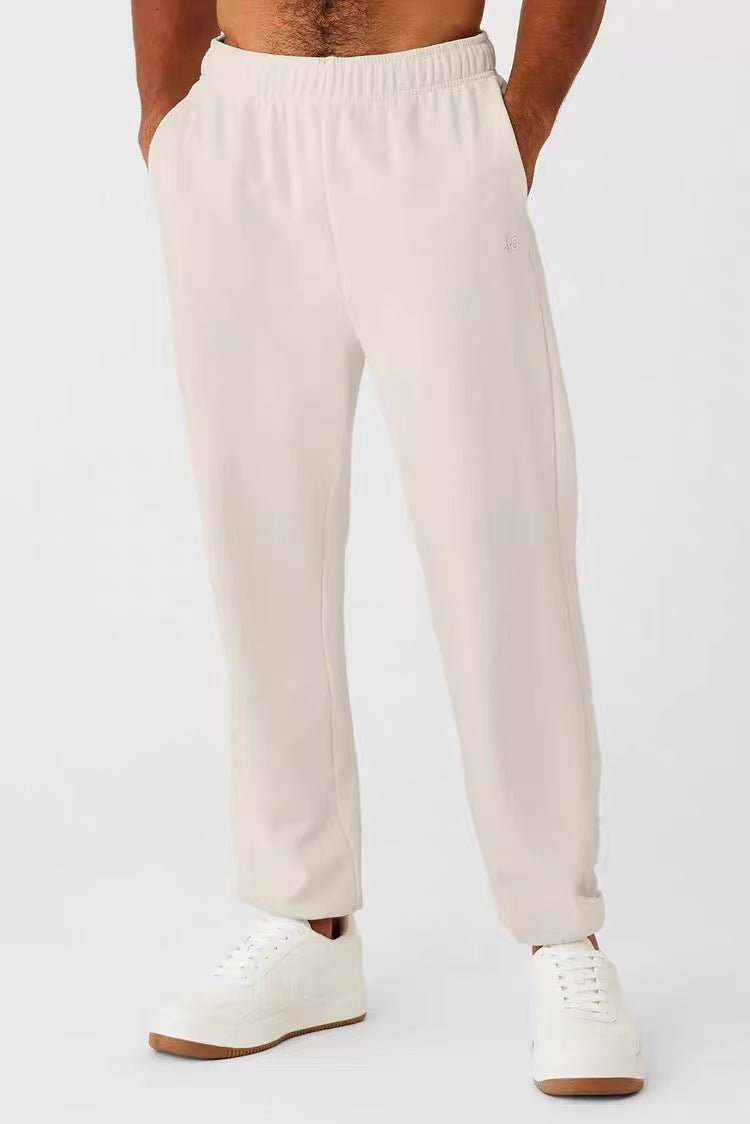 Fleece-Lined A-L-O Cuffed Sweatpants Loose Fit Elastic Waistband Joggers Unisex Casual Pants