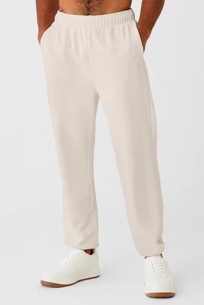 Fleece-Lined A-L-O Cuffed Sweatpants Loose Fit Elastic Waistband Joggers Unisex Casual Pants