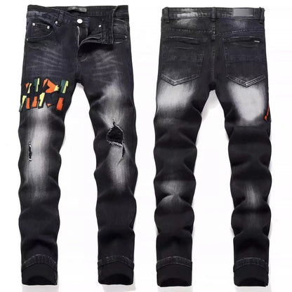 GMAM Heavy Craft Washed Distressed High Street Embroidered Unisex Jeans