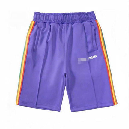 PA Angel Trendy Brand Striped Rainbow Ribbon Shorts Unisex Couple Fog High Street Palm Tree Loose Five-Point Pants