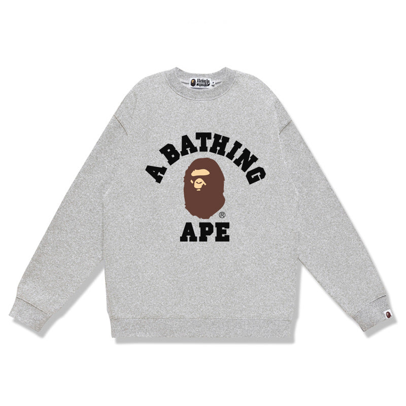 GMabcd Terry Sweatshirt for Men, Autumn and Winter Long Sleeve Letter Print Loose Round Neck Pullover Casual Top Trendy