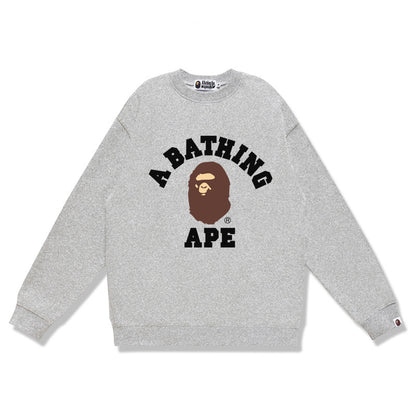 GMabcd Terry Sweatshirt for Men, Autumn and Winter Long Sleeve Letter Print Loose Round Neck Pullover Casual Top Trendy