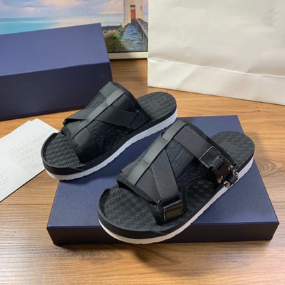 GMabcd Men's Fashion Printed Cloth Magic Tape Casual Slip-On Sandals Non-Slip Outdoor Beach