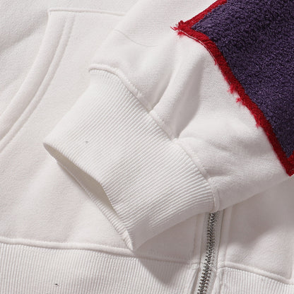 Gmabcd-sup Hoodie Collaboration Joe Loose Fit Autumn Winter Fleece Zipper Jacket Street Fashion Patchwork Hooded Sweatshirt