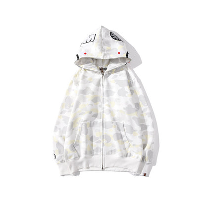 Baby Apee Shark Camouflage Hooded Cardigan Zipper Fashion Brand Comfortable Men's Women's Pullover Coat