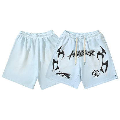 Washed Vintage Casual Shorts 2024 Summer New European and American Trendy Brand Five-Point Shorts