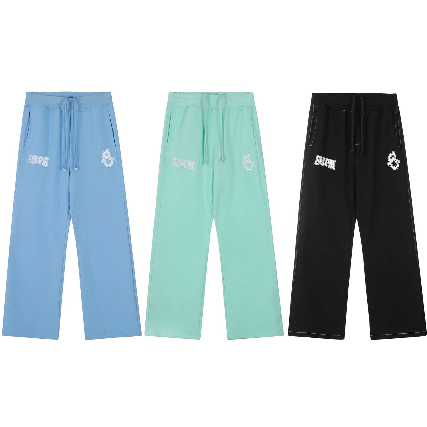 SIXPM American Retro Youth Trendy Outerwear Fashion Zipper Hoodie Fleece Set Pants Unisex Winter