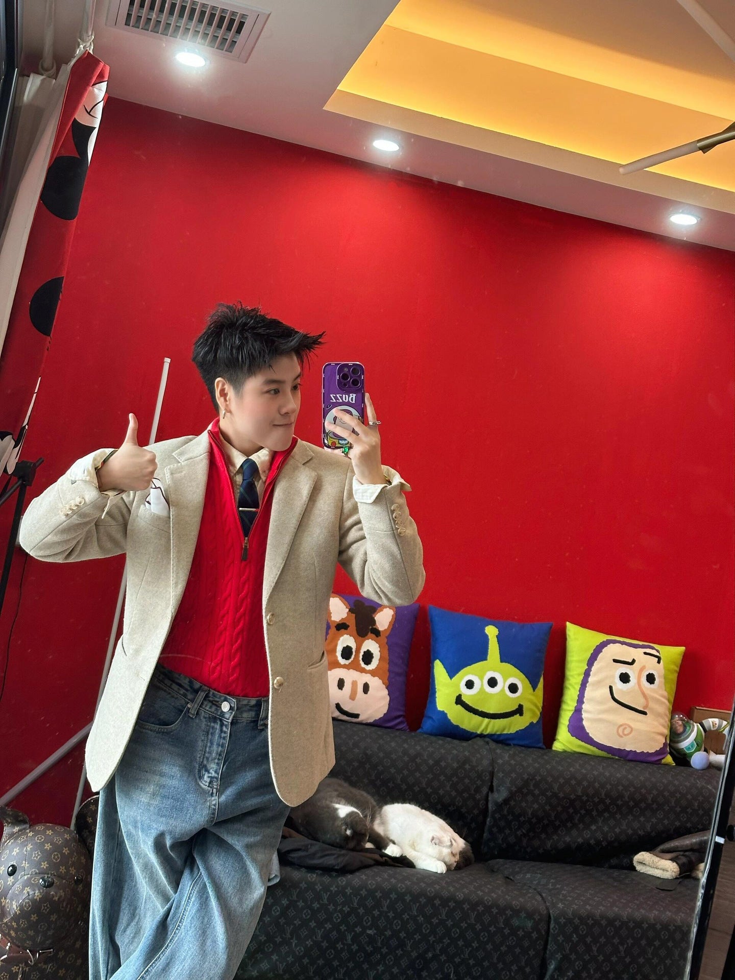 Real Shot RL Raffi Pony Label Embroidered Knit Sweater Men Autumn Winter Stand Collar Cable Couple Half Zip Sweater Women