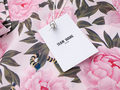 Peony Floral Short Sleeve Shirt Flower Men & Women Trendy Loose Casual Top