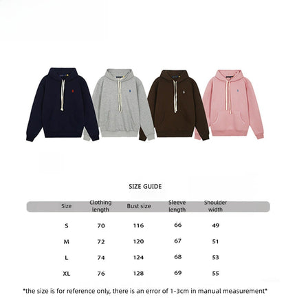 [High quality]RL Raffy Pony Logo Hoodie Women Pure Cotton Heavy Pullover Embroidered Hoodie Men Autumn Winter Couple Long Sleeve Hoodie